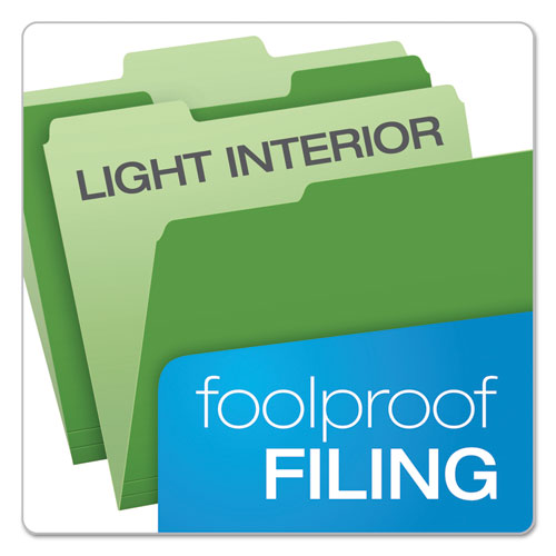 Colored File Folders, 1/3-Cut Tabs, Letter Size, Green/Light Green, 100/Box