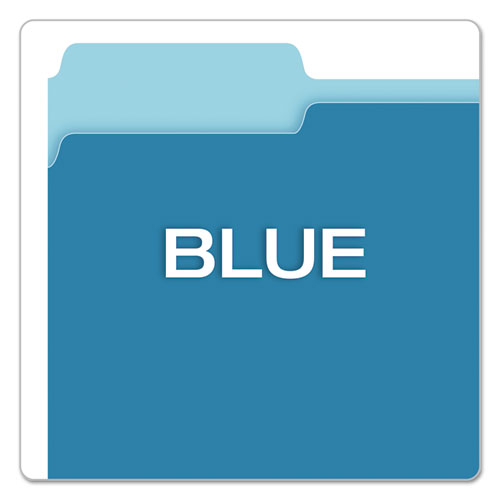 Image of Pendaflex® Colored File Folders, 1/3-Cut Tabs: Assorted, Letter Size, Blue/Light Blue, 100/Box