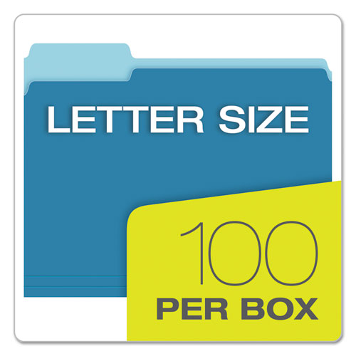 Image of Colored File Folders, 1/3-Cut Tabs: Assorted, Letter Size, Blue/Light Blue, 100/Box