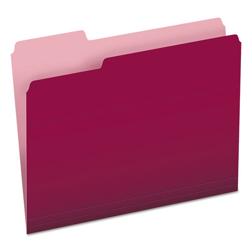 Colored File Folders, 1/3-Cut Tabs: Assorted, Letter Size, Burgundy/Light Burgundy, 100/Box