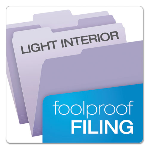 Image of Colored File Folders, 1/3-Cut Tabs: Assorted, Letter Size, Lavender/Light Lavender, 100/Box