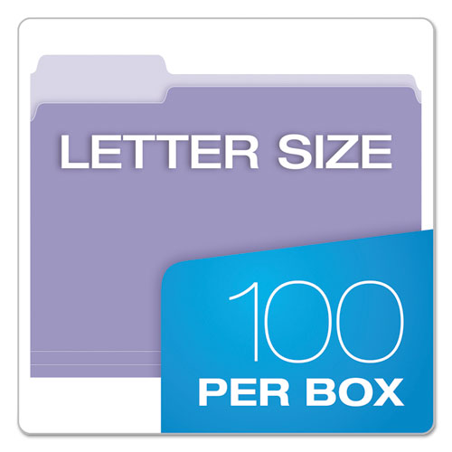 Image of Pendaflex® Colored File Folders, 1/3-Cut Tabs: Assorted, Letter Size, Lavender/Light Lavender, 100/Box