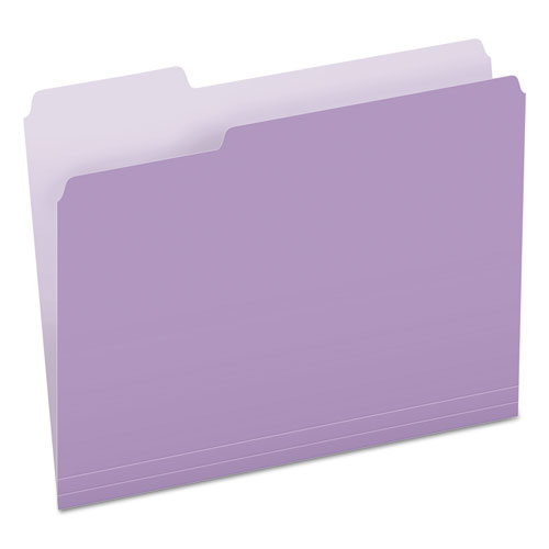 Colored File Folders, 1/3-Cut Tabs, Letter Size, Lavender/Light Lavender, 100/Box | by Plexsupply
