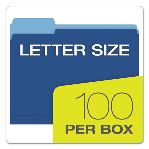 Image of Pendaflex® Colored File Folders, 1/3-Cut Tabs: Assorted, Letter Size, Navy Blue/Light Blue, 100/Box