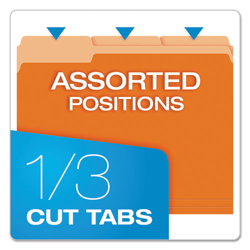 Image of Colored File Folders, 1/3-Cut Tabs: Assorted, Letter Size, Orange/Light Orange, 100/Box