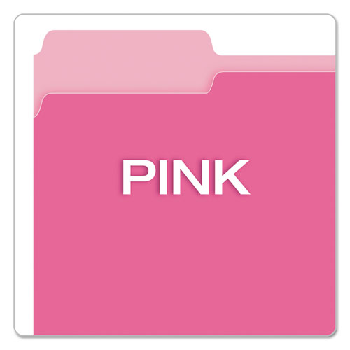 Image of Pendaflex® Colored File Folders, 1/3-Cut Tabs: Assorted, Letter Size, Pink/Light Pink, 100/Box