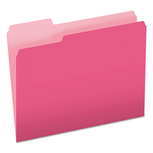 Colored File Folders, 1/3-Cut Tabs: Assorted, Letter Size, Pink/Light Pink, 100/Box