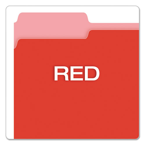 Colored File Folders, 1/3-Cut Tabs, Letter Size, Red/Light Red, 100/Box