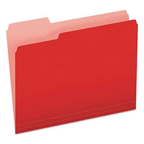 COLORED FILE FOLDERS, 1/3-CUT TABS, LETTER SIZE, RED/LIGHT RED, 100/BOX