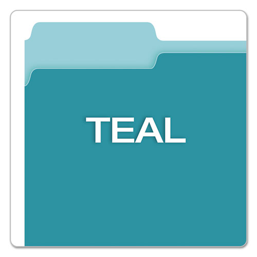 Image of Pendaflex® Colored File Folders, 1/3-Cut Tabs: Assorted, Letter Size, Teal/Light Teal, 100/Box