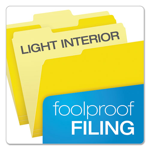 Colored File Folders, 1/3-Cut Tabs: Assorted, Letter Size, Yellow/Light Yellow, 100/Box
