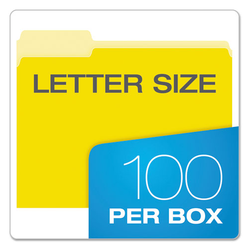 Colored File Folders, 1/3-Cut Tabs, Letter Size, Yellowith Light Yellow, 100/Box