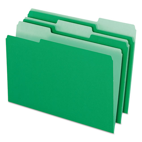 Image of Pendaflex® Colored File Folders, 1/3-Cut Tabs: Assorted, Legal Size, Green/Light Green, 100/Box