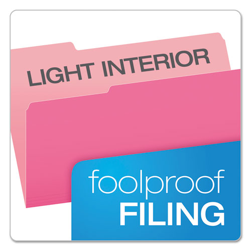 Colored File Folders, 1/3-Cut Tabs, Legal Size, Pink/Light Pink, 100/Box