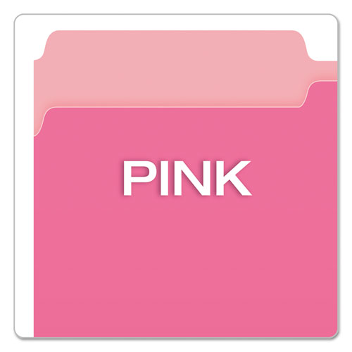 Colored File Folders, 1/3-Cut Tabs: Assorted, Legal Size, Pink/Light Pink, 100/Box