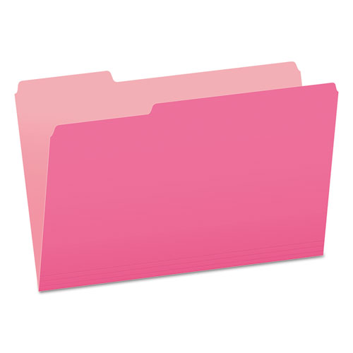 Pendaflex® Colored File Folders, 1/3-Cut Tabs: Assorted, Legal Size, Pink/Light Pink, 100/Box