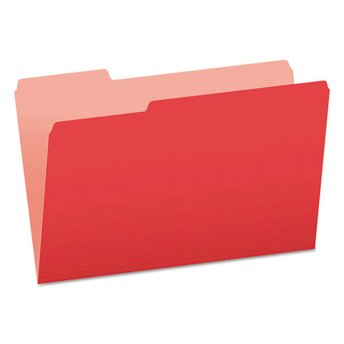 COLORED FILE FOLDERS, 1/3-CUT TABS, LEGAL SIZE, RED/LIGHT RED, 100/BOX