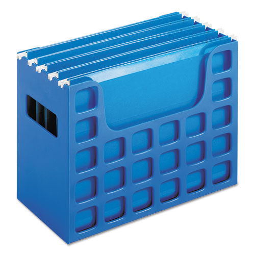 Image of Desktop File With Hanging Folders, Letter Size, 6" Long, Blue