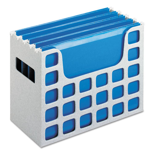 Desktop File w/Hanging Folders, Letter, Plastic, 12 1/4 x 6 x 9 1/2, Granite | by Plexsupply