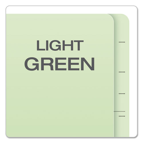 End Tab Classification Folders, 2" Expansion, 2 Dividers, 6 Fasteners, Legal Size, Pale Green Exterior, 10/Box