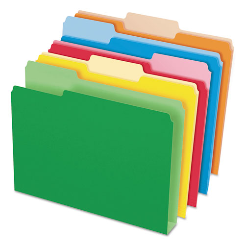 Image of Pendaflex® Double Stuff File Folders, 1/3-Cut Tabs: Assorted, Letter Size, Assorted Colors, 50/Pack