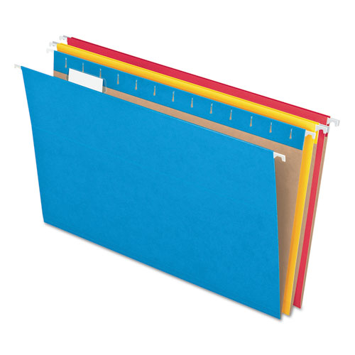 Colored Hanging Folders, Letter Size, 1/5-Cut Tabs, Five-Color Assortment, 25/Box
