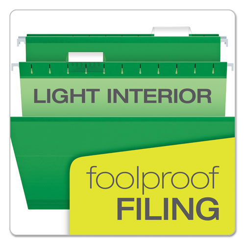 Image of Pendaflex® Colored Reinforced Hanging Folders, Legal Size, 1/5-Cut Tabs, Bright Green, 25/Box