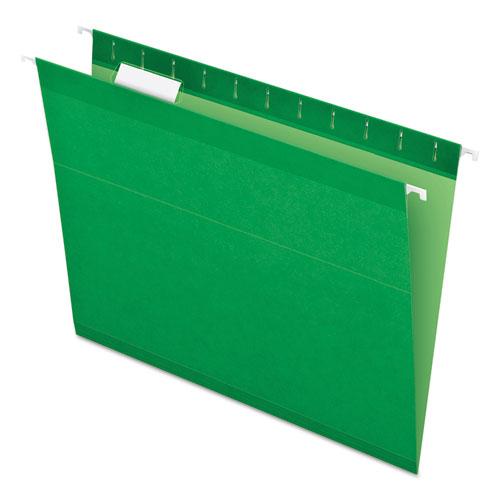 Image of Pendaflex® Colored Reinforced Hanging Folders, Letter Size, 1/5-Cut Tabs, Bright Green, 25/Box