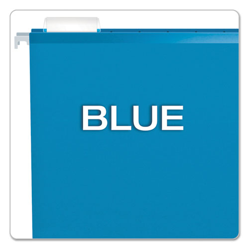 Image of Colored Reinforced Hanging Folders, Letter Size, 1/5-Cut Tabs, Blue, 25/Box