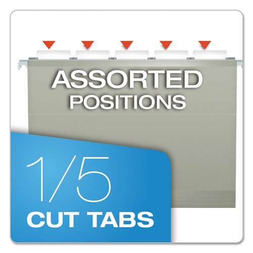 Image of Colored Reinforced Hanging Folders, Letter Size, 1/5-Cut Tabs, Gray, 25/Box
