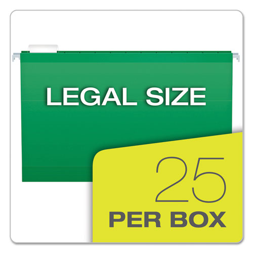 Image of Pendaflex® Colored Reinforced Hanging Folders, Legal Size, 1/5-Cut Tabs, Bright Green, 25/Box