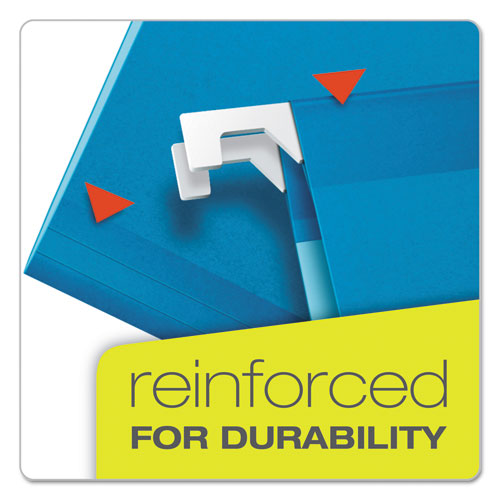 Colored Reinforced Hanging Folders, Legal Size, 1/5-Cut Tab, Blue, 25/Box