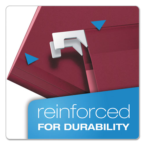 Image of Pendaflex® Colored Reinforced Hanging Folders, Legal Size, 1/5-Cut Tabs, Burgundy, 25/Box