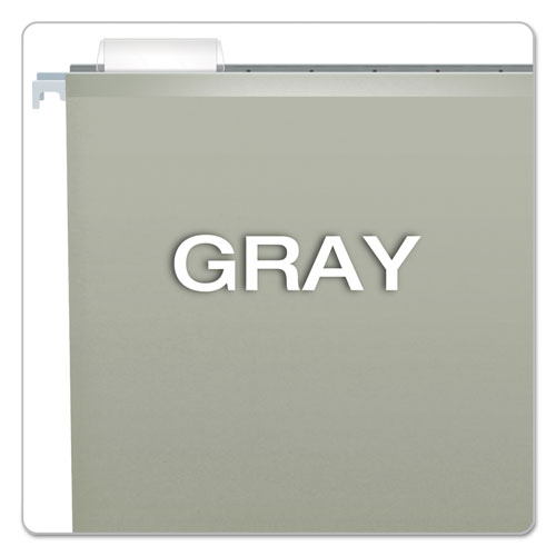 Colored Reinforced Hanging Folders, Legal Size, 1/5-Cut Tab, Gray, 25/Box