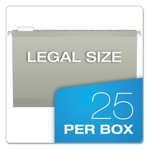 Image of Pendaflex® Colored Reinforced Hanging Folders, Legal Size, 1/5-Cut Tabs, Gray, 25/Box