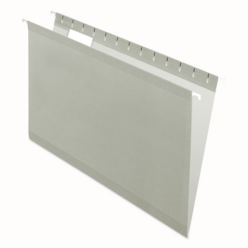Colored Reinforced Hanging Folders, Legal Size, 1/5-Cut Tabs, Gray, 25/Box