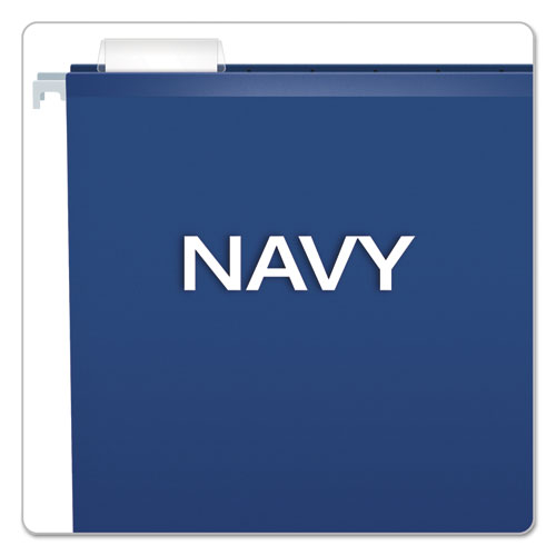 Image of Pendaflex® Colored Reinforced Hanging Folders, Legal Size, 1/5-Cut Tabs, Navy, 25/Box