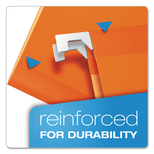 Colored Reinforced Hanging Folders, Legal Size, 1/5-Cut Tabs, Orange, 25/Box