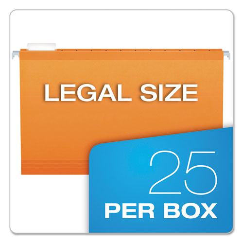 Colored Reinforced Hanging Folders, Legal Size, 1/5-Cut Tab, Orange, 25/Box