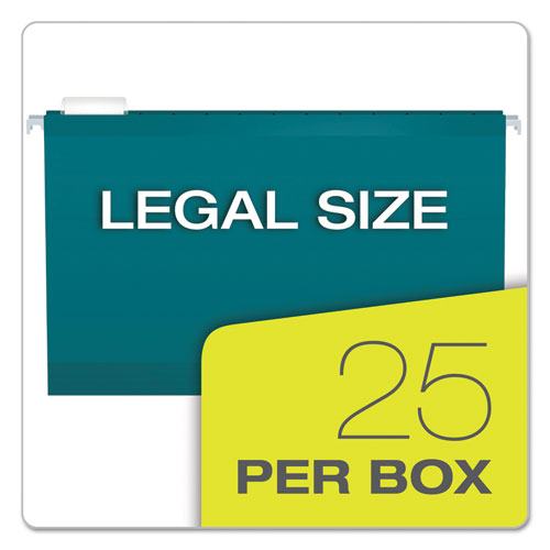 Image of Pendaflex® Colored Reinforced Hanging Folders, Legal Size, 1/5-Cut Tabs, Teal, 25/Box