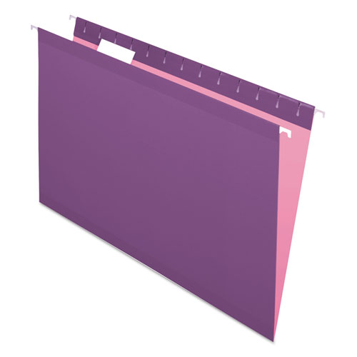 COLORED REINFORCED HANGING FOLDERS, LEGAL SIZE, 1/5-CUT TAB, VIOLET, 25/BOX