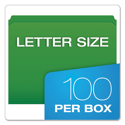 Image of Pendaflex® Double-Ply Reinforced Top Tab Colored File Folders, Straight Tabs, Letter Size, 0.75" Expansion, Bright Green, 100/Box