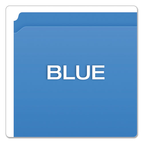 Double-Ply Reinforced Top Tab Colored File Folders, Straight Tab, Letter Size, Blue, 100/Box