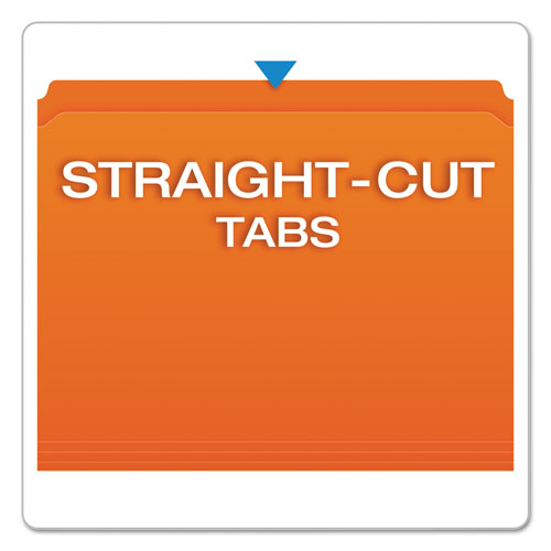 Double-Ply Reinforced Top Tab Colored File Folders, Straight Tab, Letter Size, Orange, 100/Box