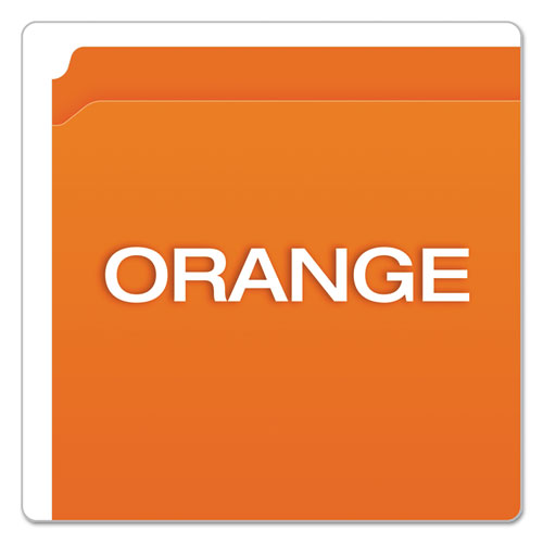 Image of Pendaflex® Double-Ply Reinforced Top Tab Colored File Folders, Straight Tabs, Letter Size, 0.75" Expansion, Orange, 100/Box