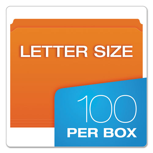 Double-Ply Reinforced Top Tab Colored File Folders, Straight Tabs, Letter Size, 0.75" Expansion, Orange, 100/Box