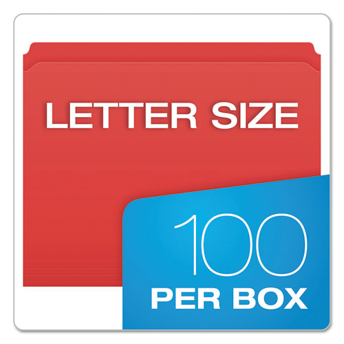 Double-Ply Reinforced Top Tab Colored File Folders, Straight Tabs, Letter Size, 0.75" Expansion, Red, 100/Box