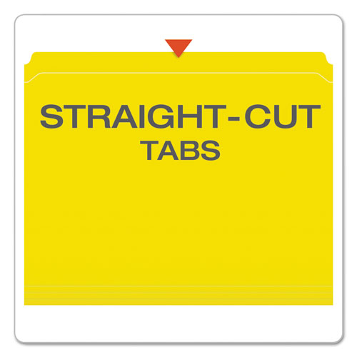 Double-Ply Reinforced Top Tab Colored File Folders, Straight Tabs, Letter Size, 0.75" Expansion, Yellow, 100/Box