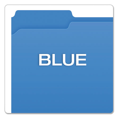 Double-Ply Reinforced Top Tab Colored File Folders, 1/3-Cut Tabs, Letter Size, Blue, 100/Box