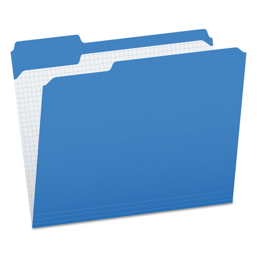 Double-Ply Reinforced Top Tab Colored File Folders, 1/3-Cut Tabs: Assorted, Letter Size, 0.75" Expansion, Blue, 100/Box
